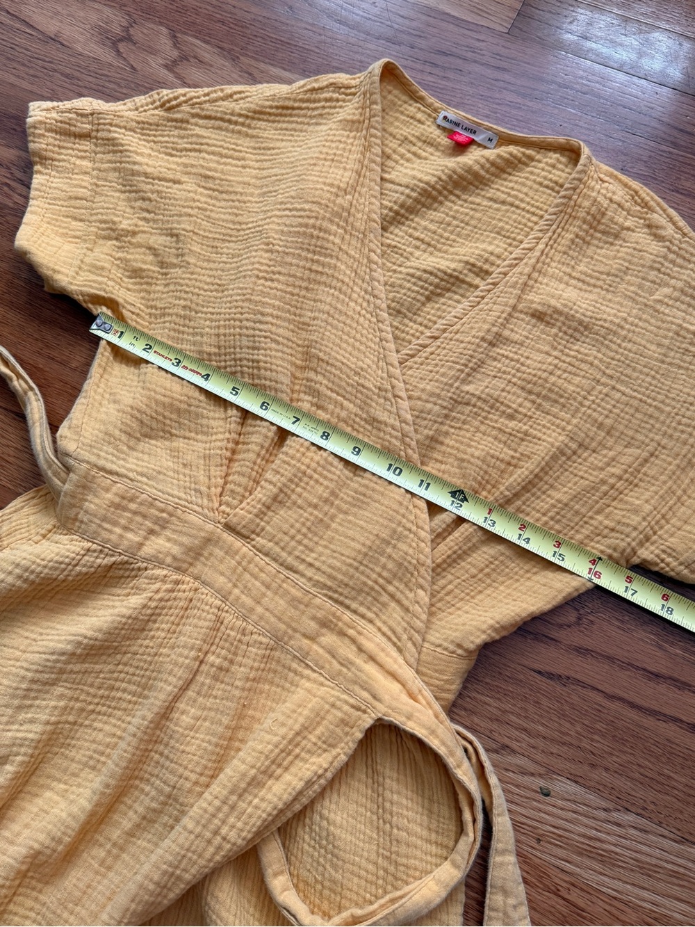 Marine Layer yellow Valencia wrap dress M - Picture 9 of 12